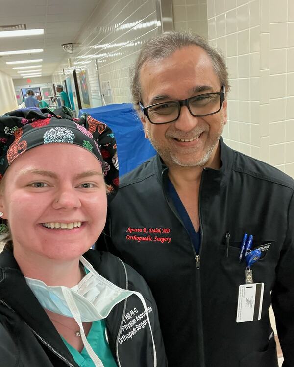 Dr. Dalal and Abigail Hill after surgery